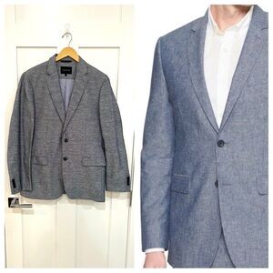 Banana Republic Linen Modern Slim Fit Chambray Oxford Suit Jacket Blazer 40R 40